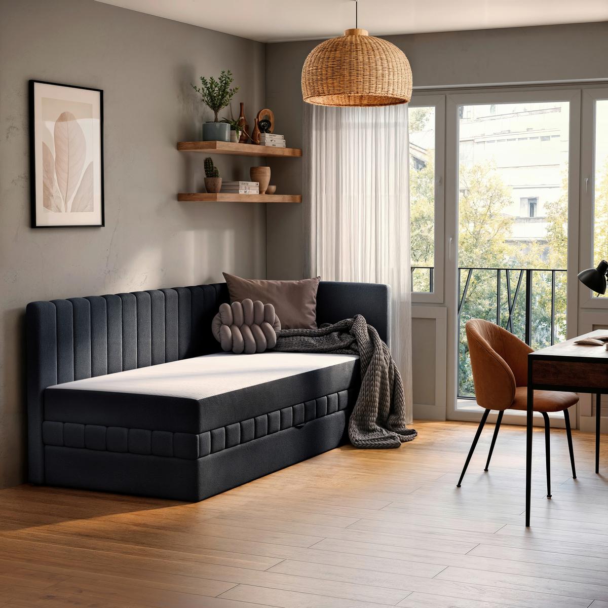 Schlafsofa Roma, Schwarz B: 212 Cm - Schwarz, Design, Holz/Holzwerkstoff (212/83/99cm) - MID.YOU