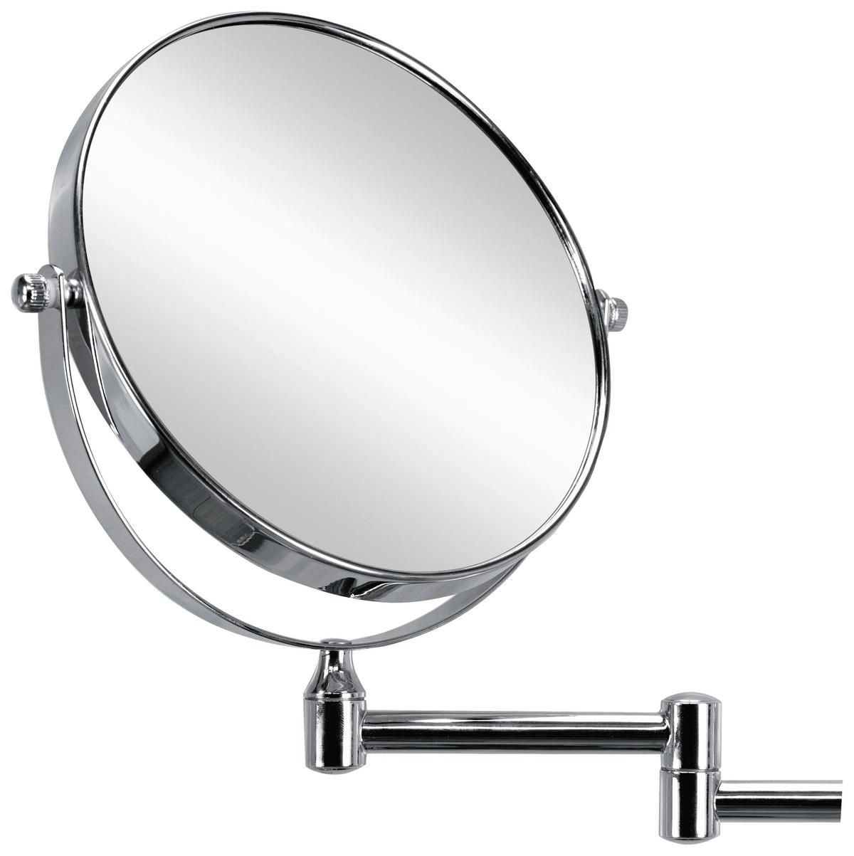 Kosmetikspiegel Drehbar 3-fach Vergrößerug - Silberfarben, KONVENTIONELL, Glas/Metall (24,6/26cm) - Kleine Wolke
