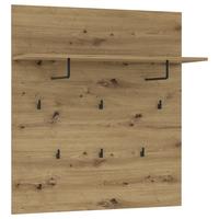 Garderobenpaneel Trondheim Hutablage 6 Haken B: 89,1 Cm - Eichefarben/Schwarz, Basics, Holzwerkstoff/Kunststoff (89,1/100/30cm) - Livetastic