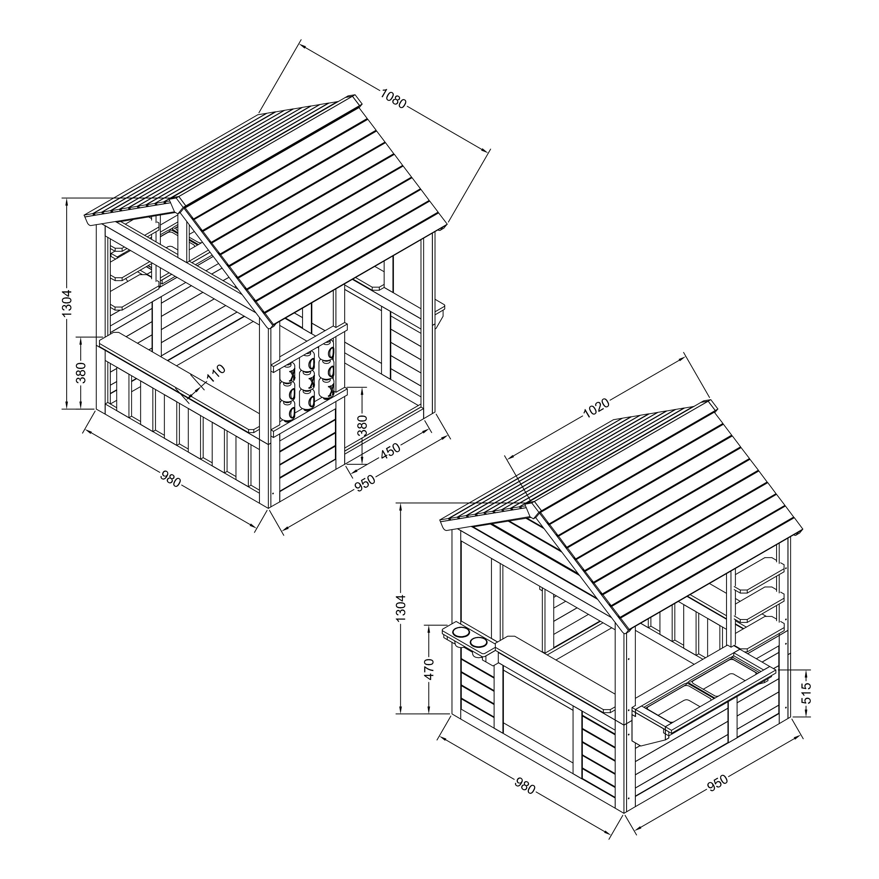 Spielhaus Lynn Natur - Anthrazit/Braun, Basics, Holz (108/105/130cm)