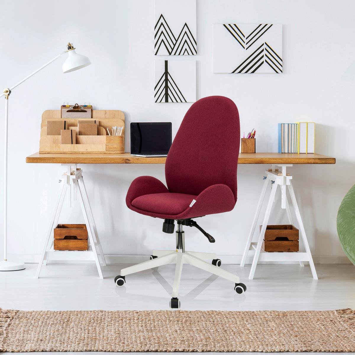 Drehstuhl Avea I Mit Wippfunktion Bordeaux - Bordeaux/Weiß, Basics, Kunststoff/Textil (56/104/58cm) - MID.YOU