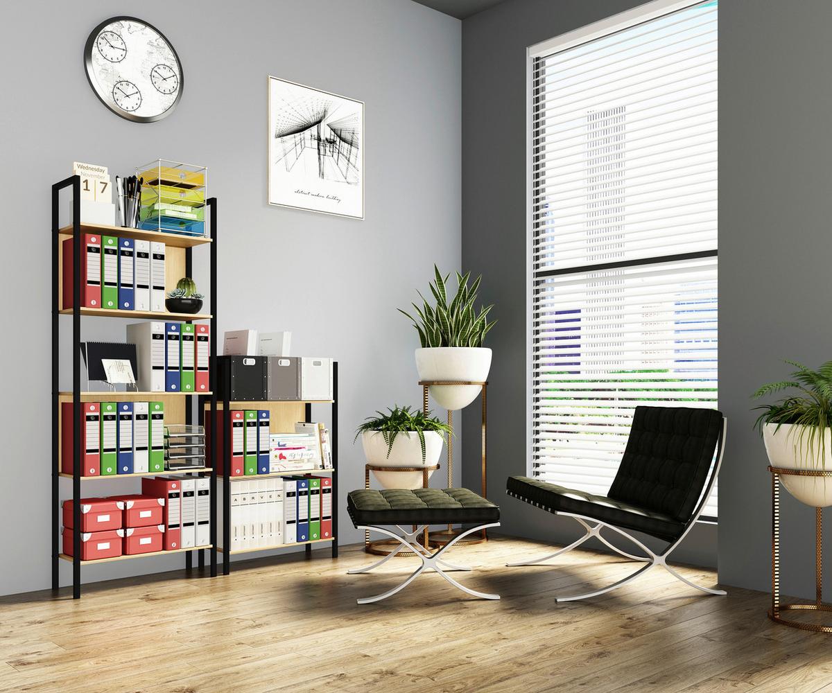 Regal Flakos Eiche Dekor B: 62 cm - Honigeiche, KONVENTIONELL, Holzwerkstoff/Metall (62/165/24cm)