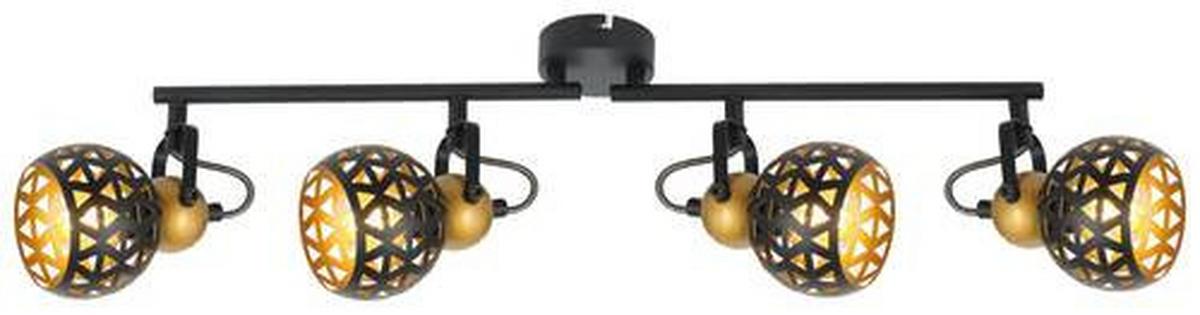Strahler Sarra 4-flammig Verstellbar L: 60 Cm - Goldfarben/Schwarz, Basics, Metall (60/10/17,5cm) - Globo