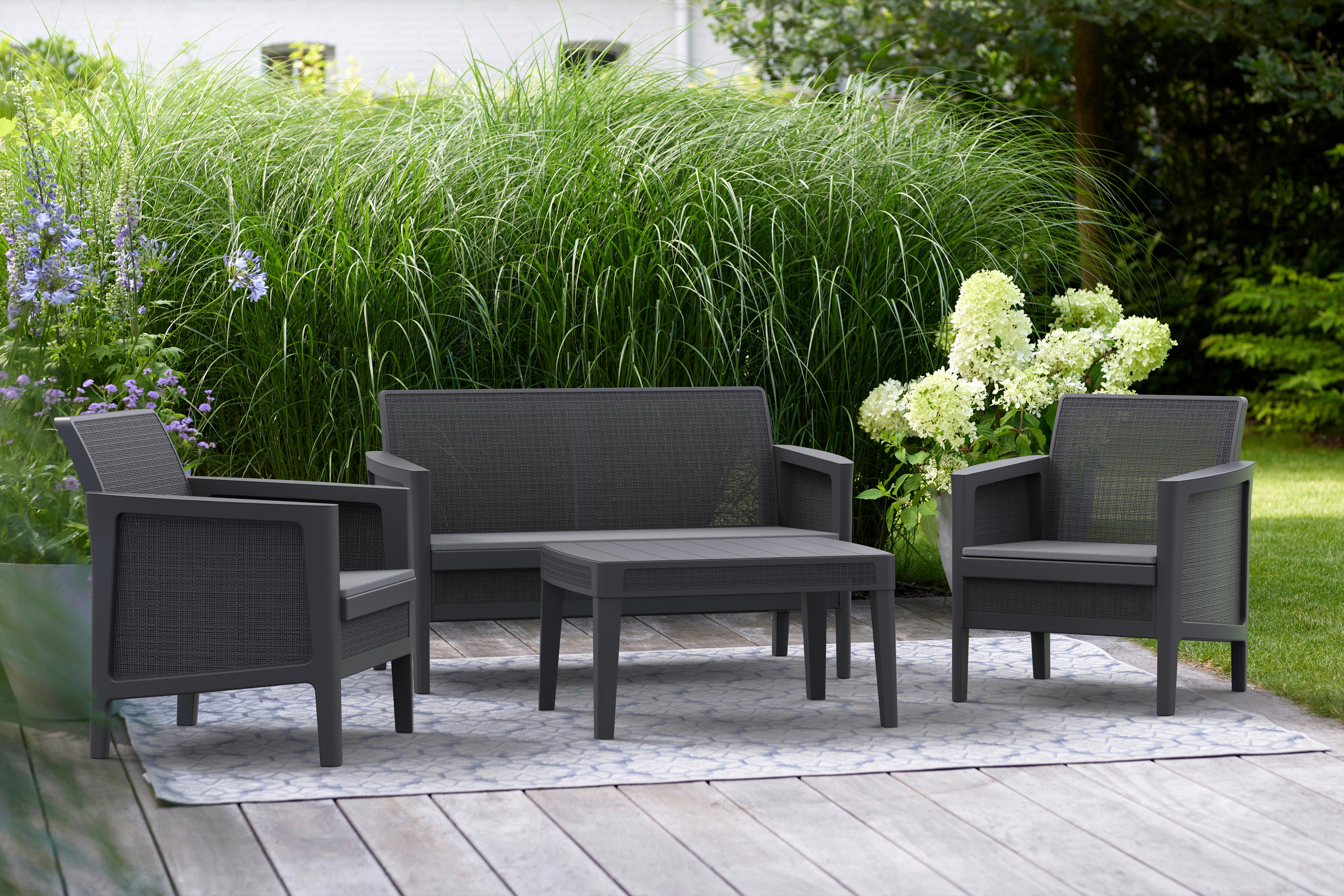 SÚPRAVA ZÁHRADNÉHO NÁBYTKU ATLAS - grafitová, Basics, plast