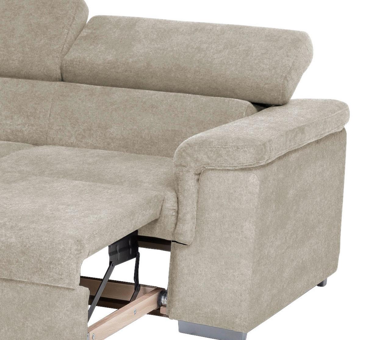 Ecksofa mit Schlaffunktion + Bettkasten Milla, Webstoff - Platinfarben, Basics, Holz/Textil (217/252cm) - MID.YOU