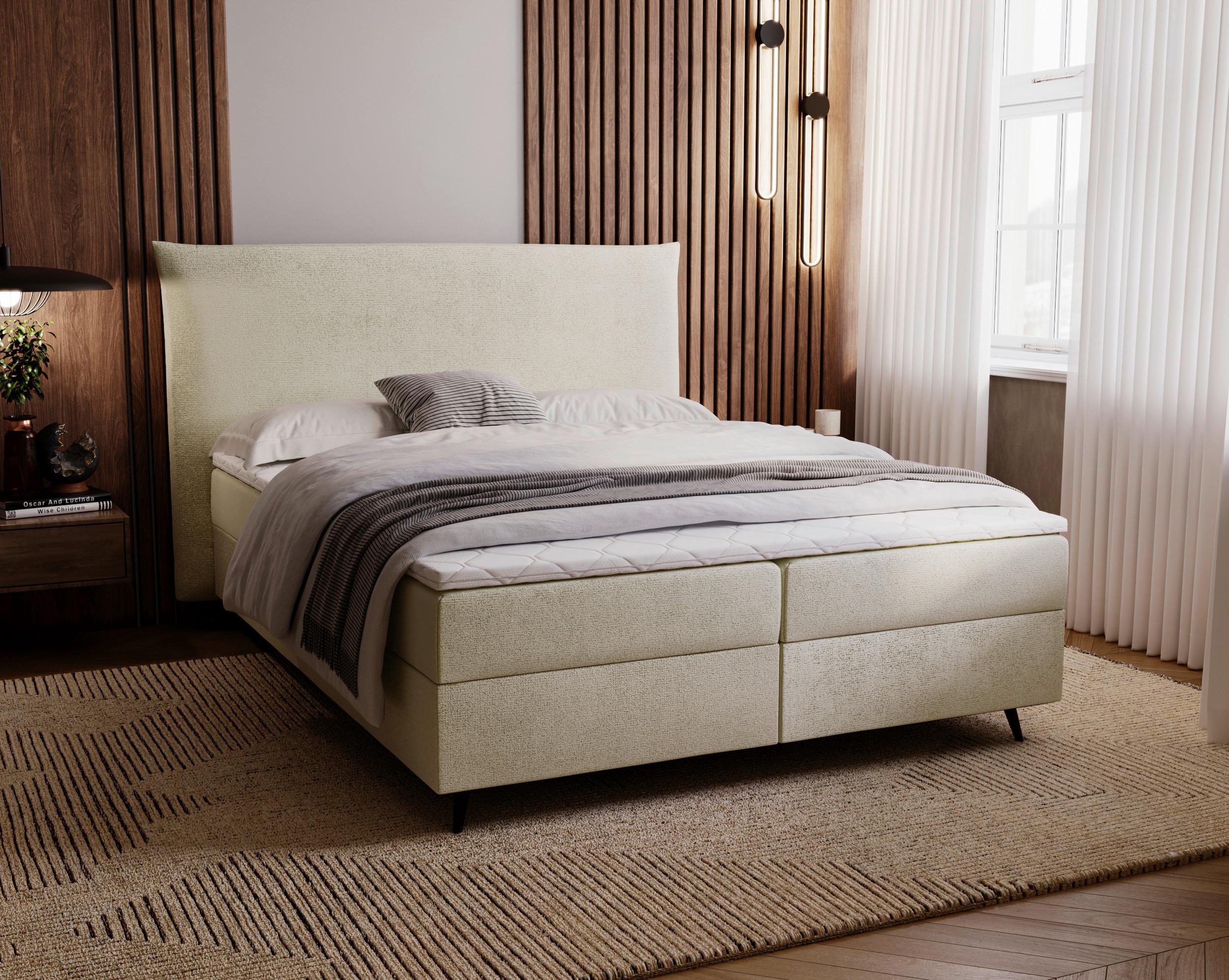 Boxbett Foxy Creme - Creme/Schwarz, Basics, Holz/Holzwerkstoff (180/200cm) - Livetastic