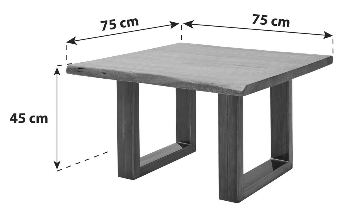 Couchtisch Holz mit Massiver Tischplatte Cartagena, Akazie - Walnussfarben/Nickelfarben, MODERN, Holz/Metall (75/45/75cm)
