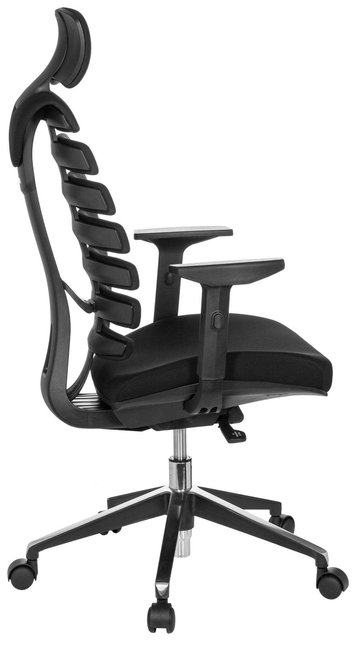 Drehstuhl Ergo Line II Pro Schwarz - Alufarben/Schwarz, MODERN, Kunststoff/Textil (65/131/53cm) - MID.YOU