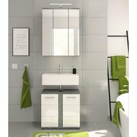 Kúpeľňa Blake, 2-dielna, bielo-šedá - čierna/biela s vysokým leskom, Modern, kompozitné drevo/plast (60cm) - MID.YOU