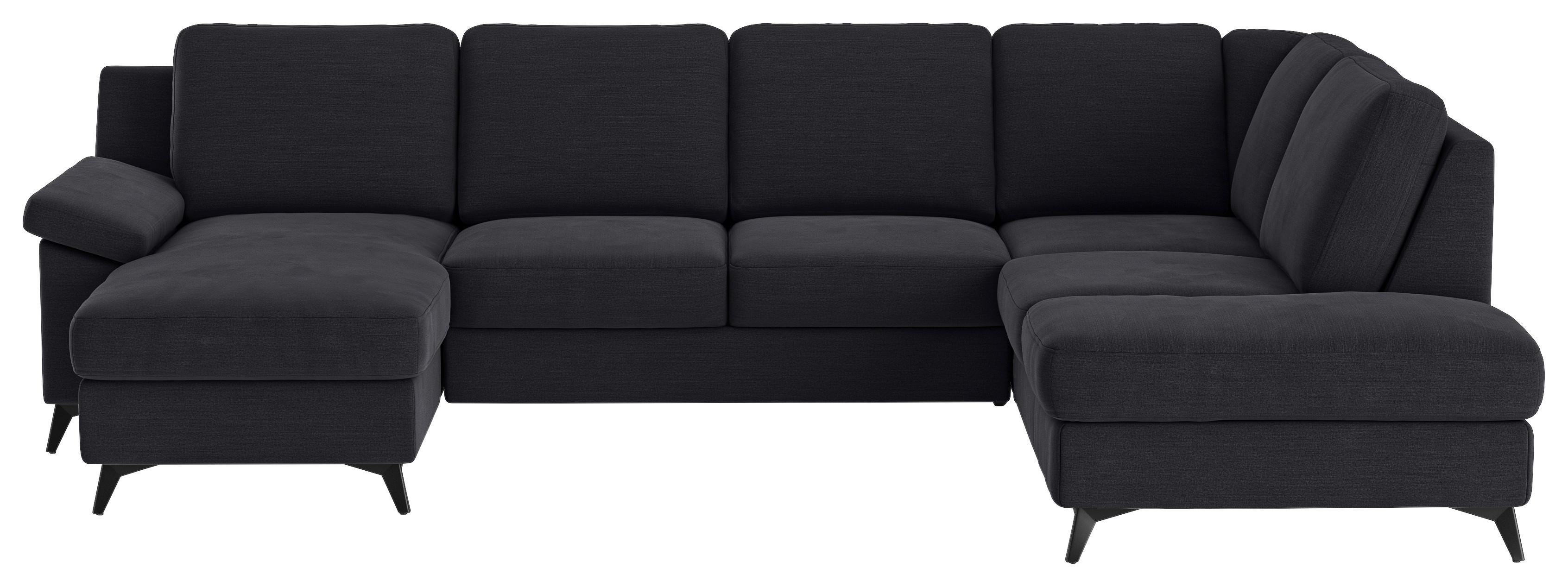 WOHNLANDSCHAFT Boom, Dunkelblau 156x309x204 - Schwarz/Dunkelblau, KONVENTIONELL, Textil (156/309/204cm) - Cotta