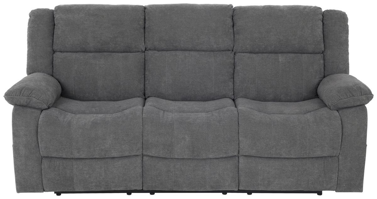 3-sitzer-sofa Chester Mit Relaxfunktion Grau B: 209 Cm - Schwarz/Grau, Basics, Textil (209/101/93cm) - P & B