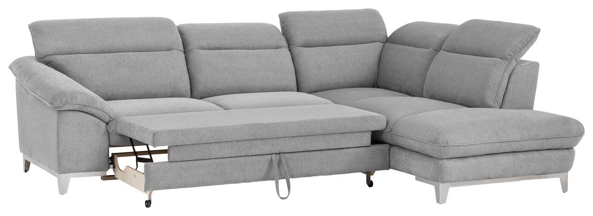 Ecksofa Mit Schlaffunktion Teresa Hellgrau - Chromfarben/Hellgrau, Design, Textil (293/232cm) - Livetastic