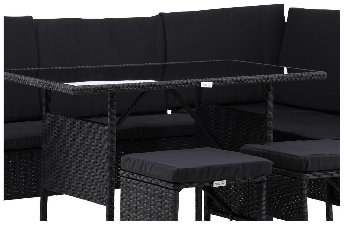 Gartenmöbel Set 4-Tlg Knock Kunststoff mit Kissen - Schwarz, KONVENTIONELL, Kunststoff - Gardenson
