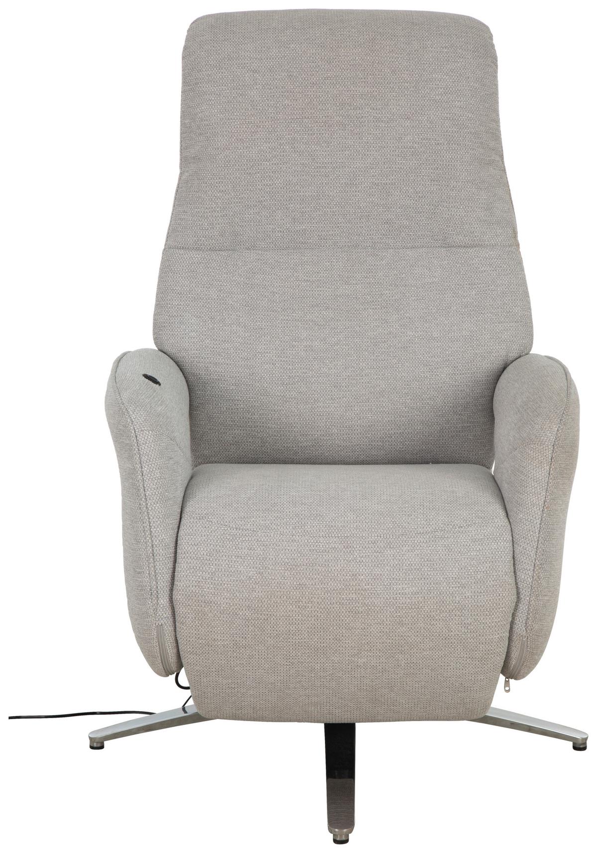 TV kreslo OTTAWA s relaxačnou funkciou - svetlosivá/chrómová, Modern, kov/drevo (74/115/92cm)