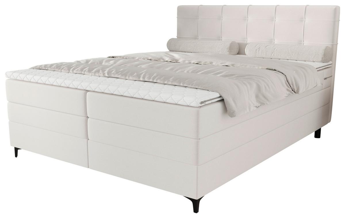 Boxspringbett Mitto mit Topper 180x200 cm - Creme/Schwarz, KONVENTIONELL, Textil/Metall (180/200cm)