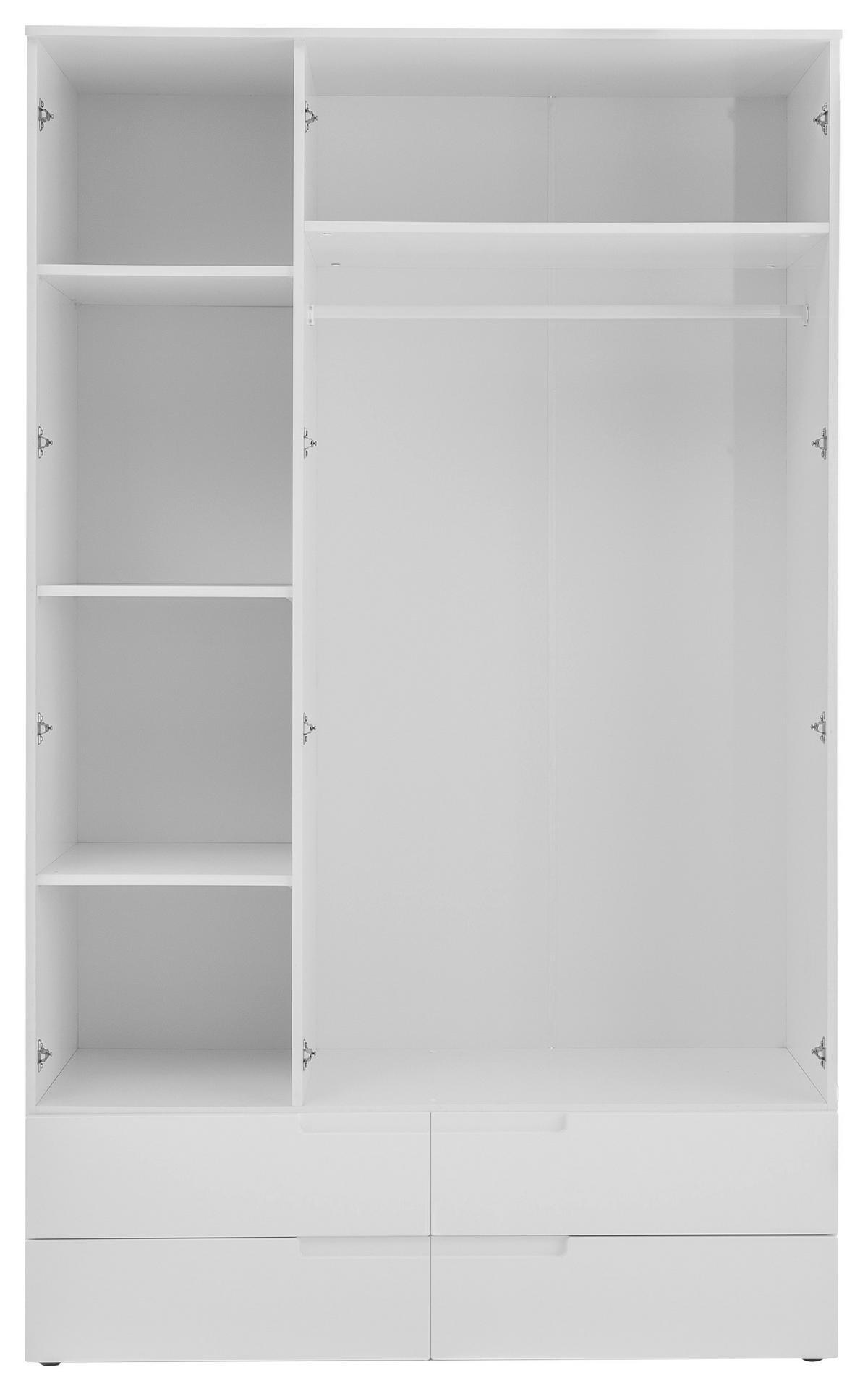 Nyílóajtós Szekrény Spice - fehér, Modern, faalapú anyag/Üveg (126,8/208/57cm) - Carryhome