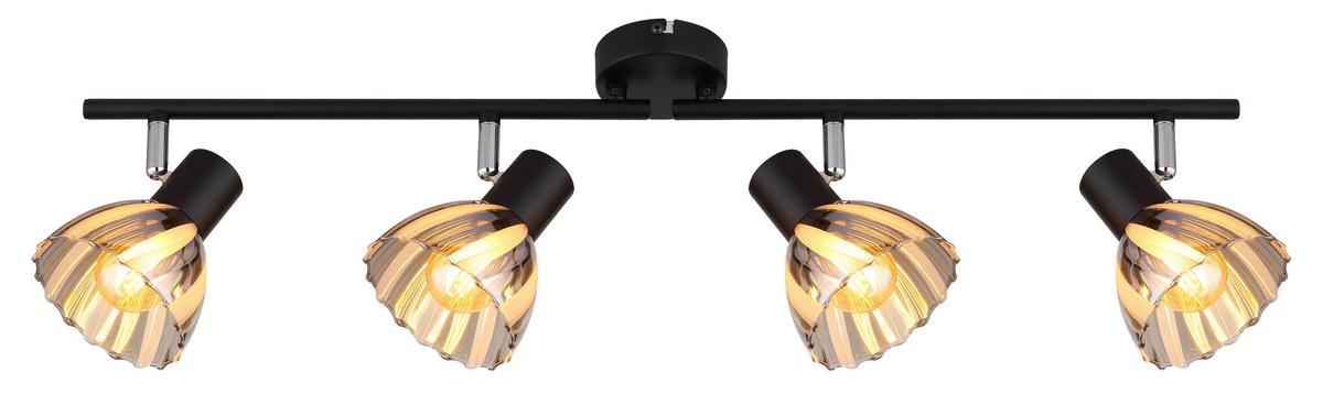 Strahler Zachery Grau Schwarz L: 70 cm - Schwarz/Grau, KONVENTIONELL, Glas/Metall (70/13/19cm) - Globo