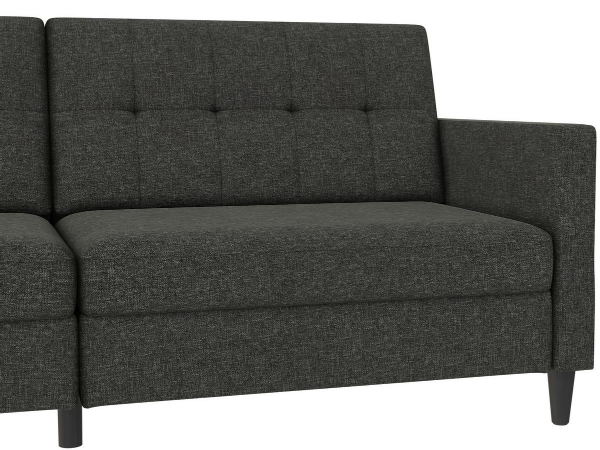 Schlafsofa Hannover Anthrazit, mit Schlaffunktion - Anthrazit/Schwarz, Basics, Textil (203/82cm) - Livetastic