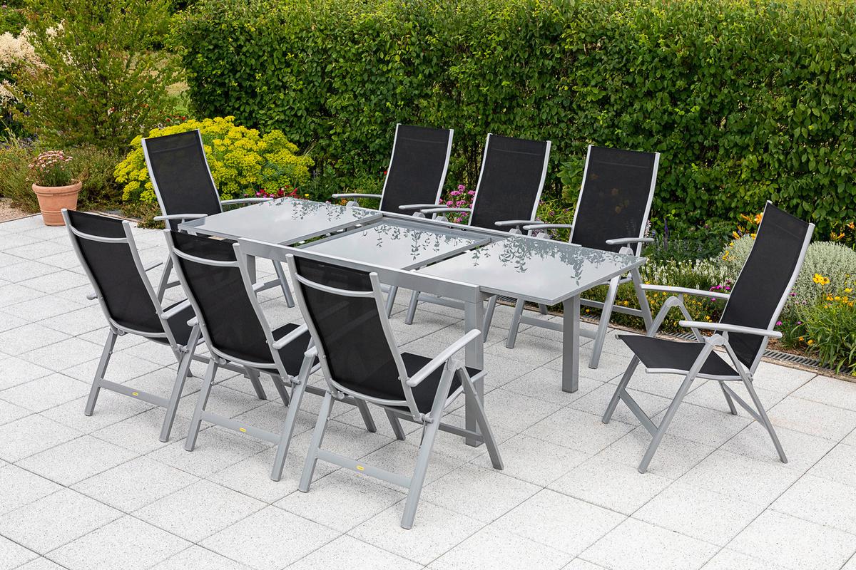Gartenset Carrara - Silberfarben/Schwarz, MODERN, Textil/Metall - Gardenson