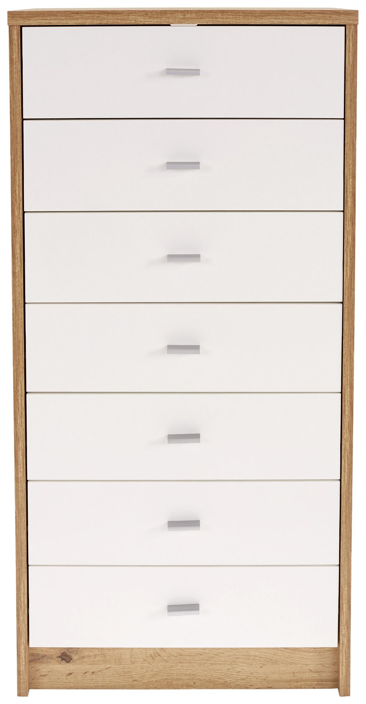KOMODA 4-YOU NEW YUK11 - bílá/barvy dubu, Moderní, kompozitní dřevo/plast (50/111,4/34,6cm)