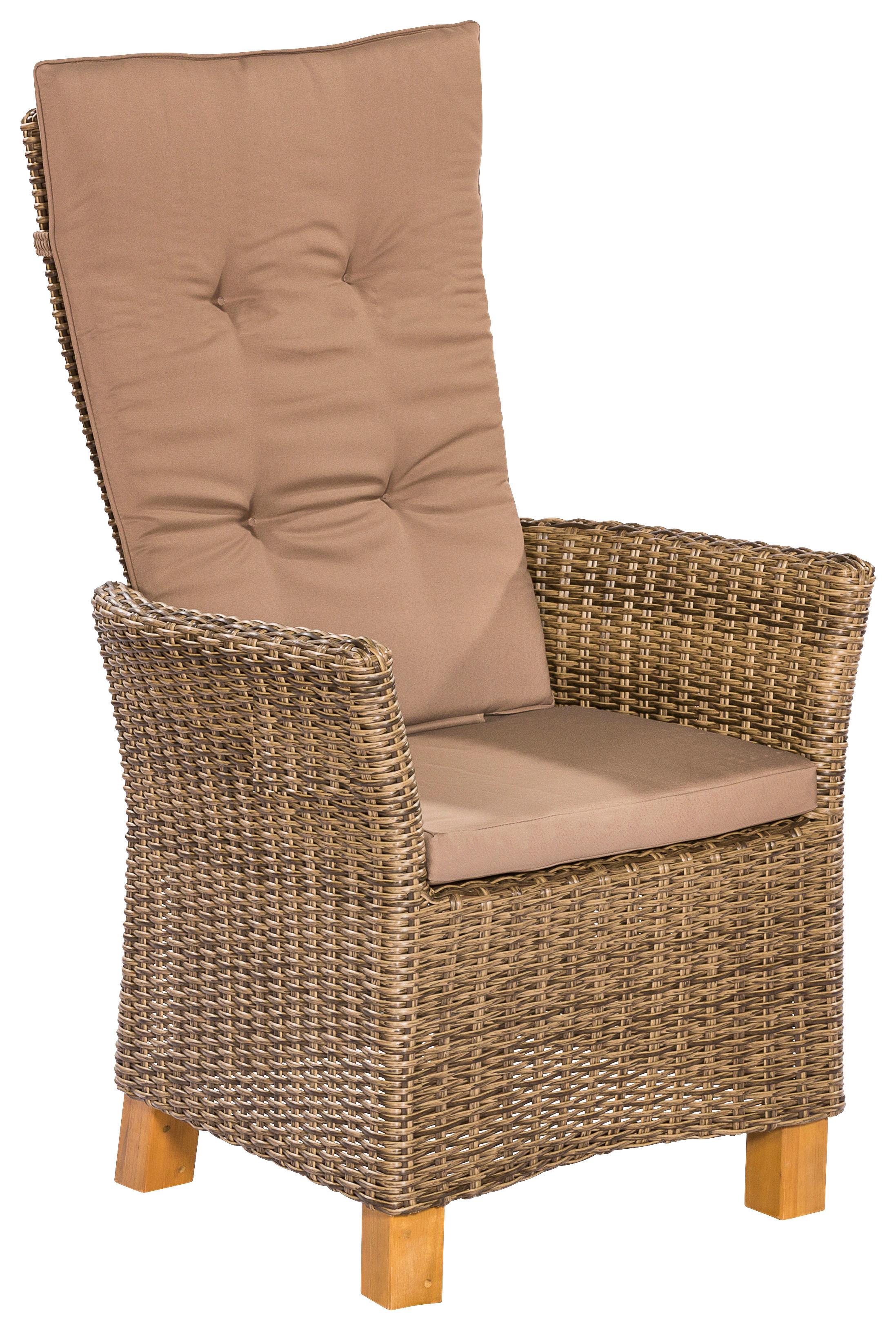Gartensessel 2er-Set Toskana Metall/Holz/Kunststoff/Textil - Naturfarben/Akaziefarben, KONVENTIONELL, Holz/Kunststoff (66/111/61cm) - Gardenson