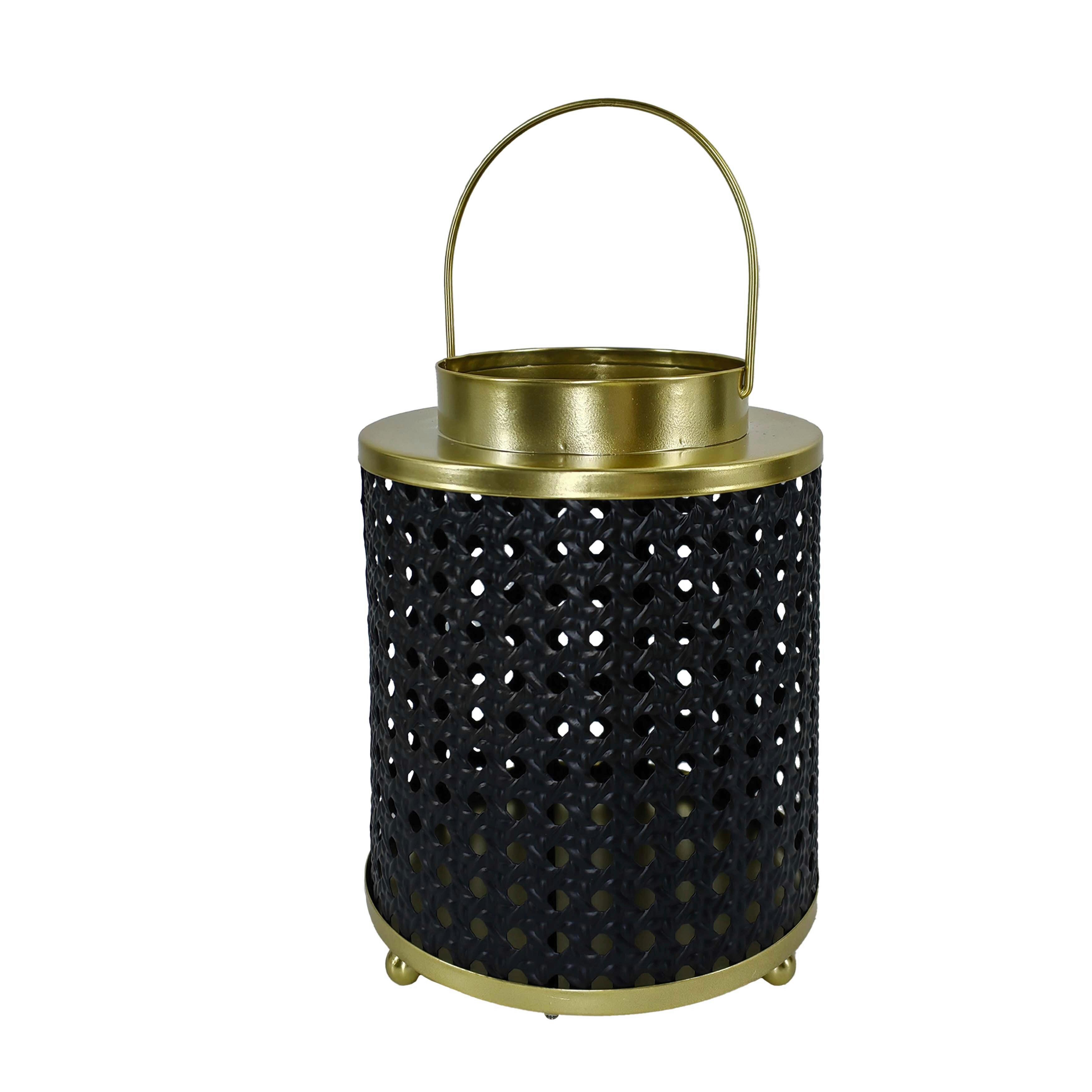 Laterne Majlinda - Goldfarben/Schwarz, KONVENTIONELL, Metall (15/18cm) - Luca Bessoni