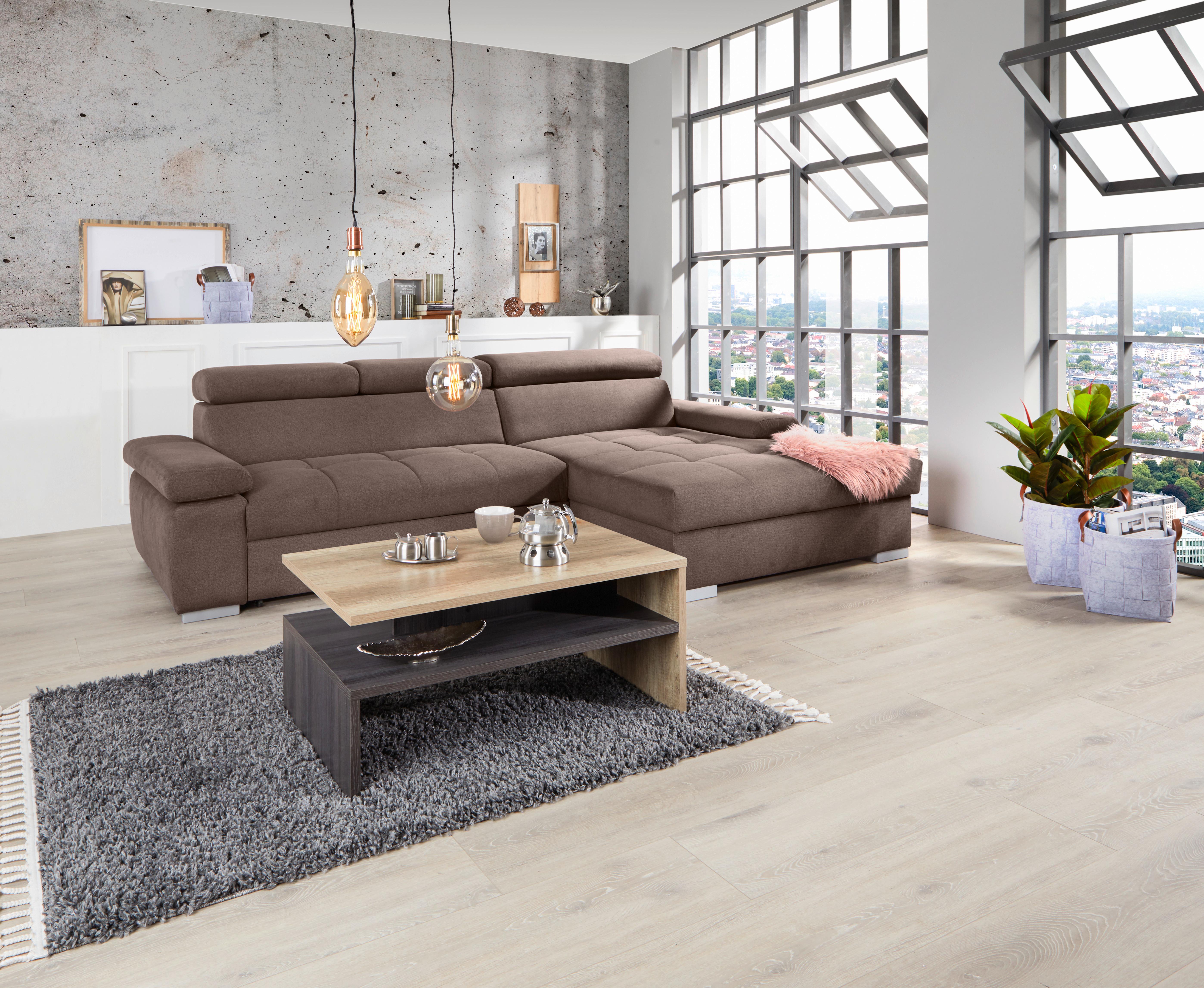 Ecksofa Mit Bettkasten Perry Braun 292x183 Cm - Silberfarben/Braun, Design, Textil (292/183cm) - Livetastic