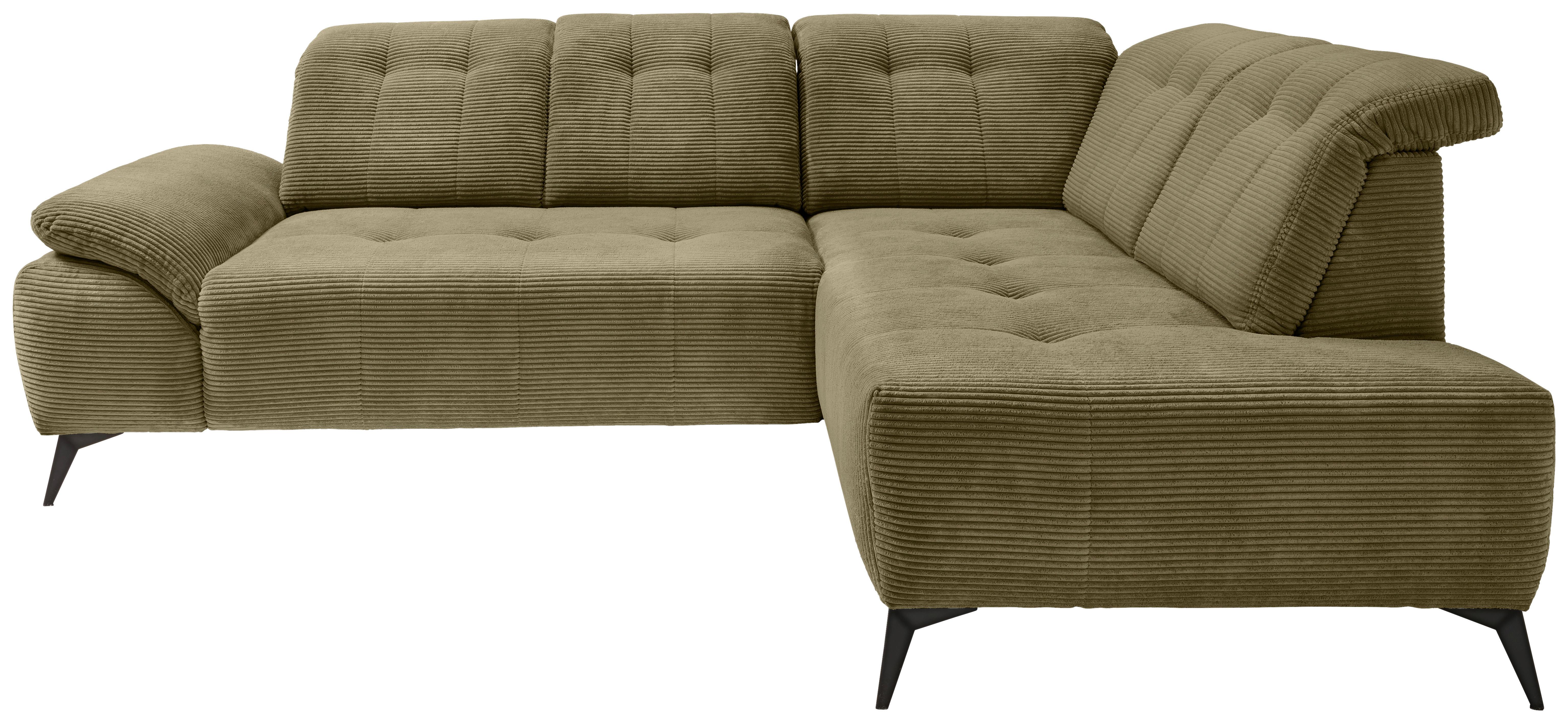 Ecksofa Fiore, Olivgrün S: 272x200 cm - Schwarz/Olivgrün, MODERN, Textil (272/200cm) - Livetastic