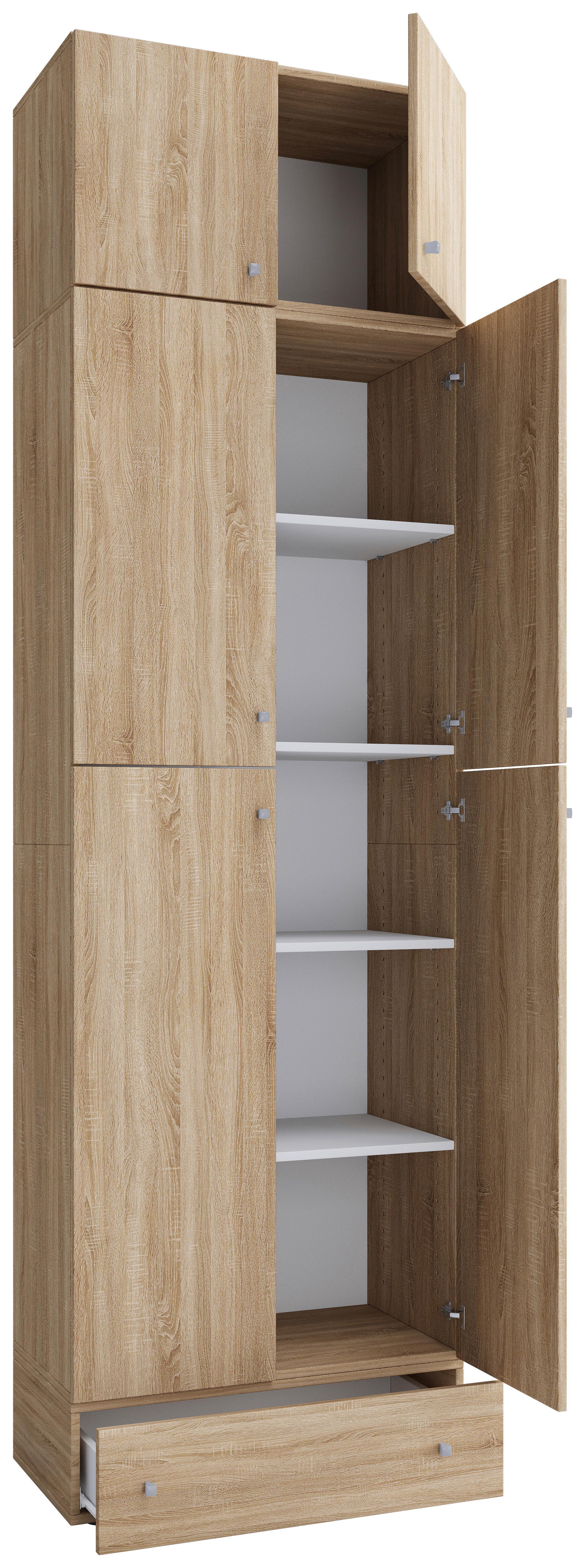 Skrinka na topánky Lona XXL, so zásuvkou a nadstavcom - čierna/sivá, Konventionell, kompozitné drevo/plast (70/240/39cm) - MID.YOU