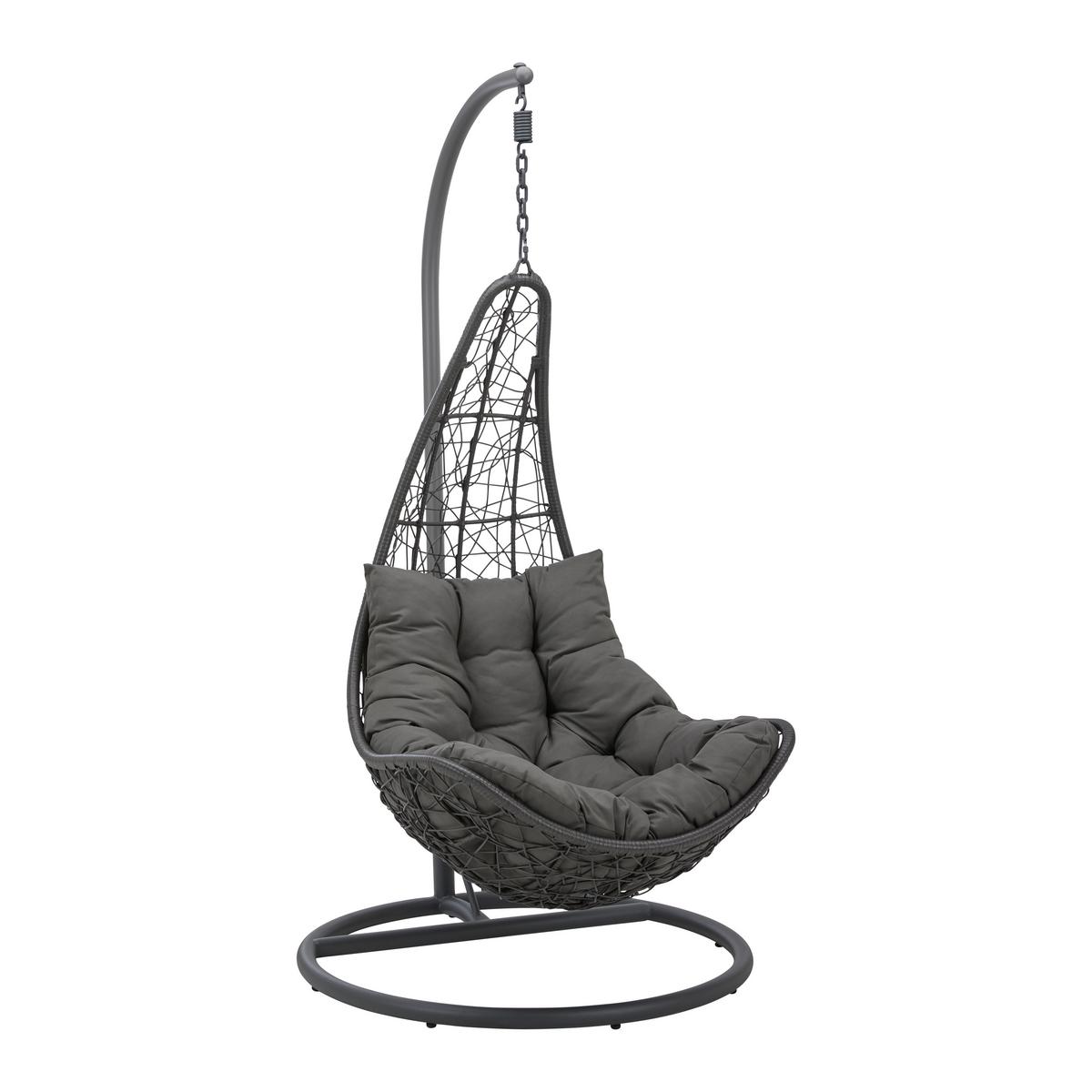 Závěsné křeslo ROSI - tmavě šedá, Moderní, kov/textil (95/196/96cm) - Bessagi Garden