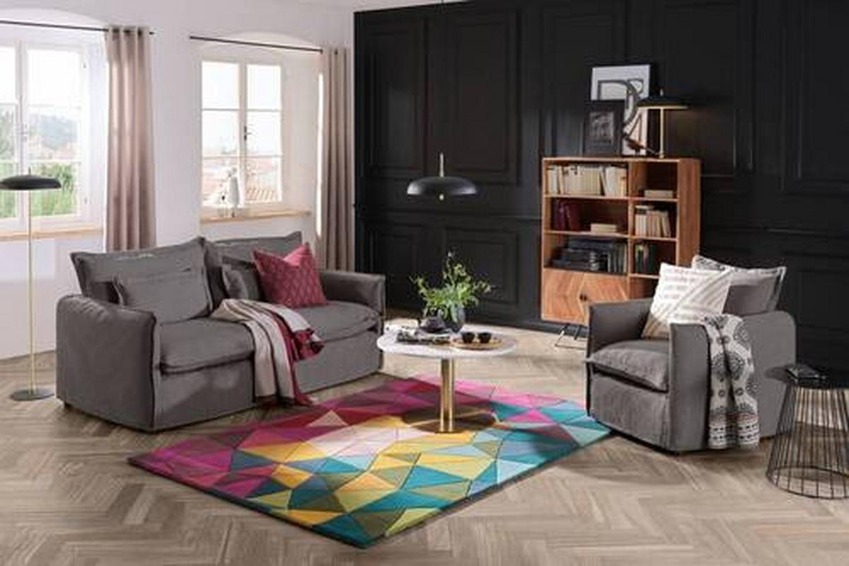 Sessel Toscana - Schwarz/Grau, Trend, Textil (120/82/98cm) - Livetastic