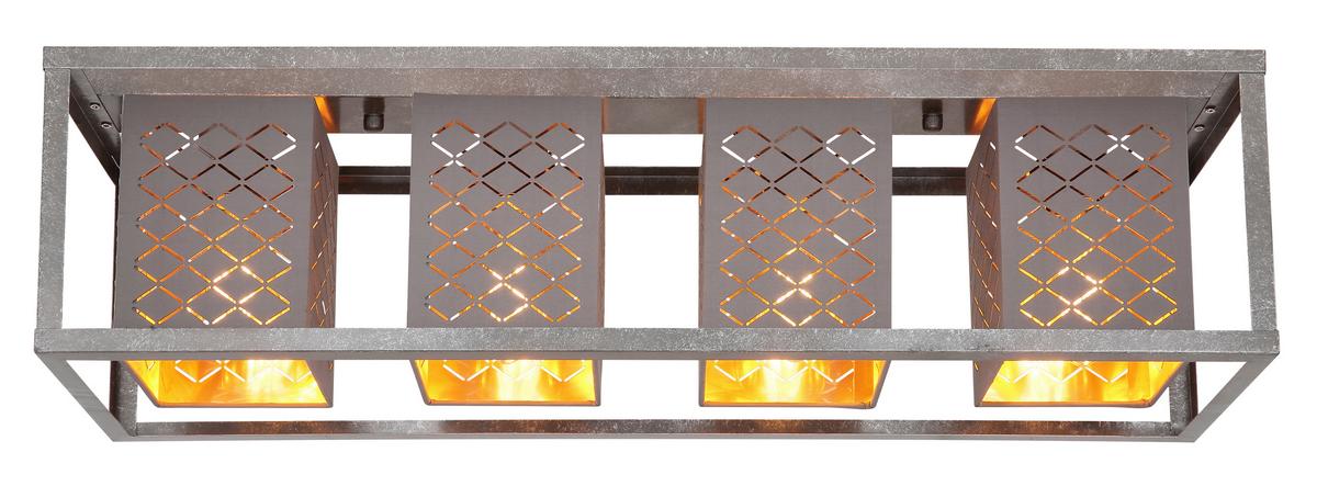Deckenleuchte Thomas L: 75 cm 4-Flammig - Silberfarben/Goldfarben, Design, Textil/Metall (75/20/22,5cm) - Globo