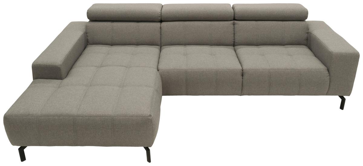 Ecksofa Cunelli Silberfarben Webstoff - Silberfarben/Schwarz, Design, Textil (175/292cm) - MID.YOU
