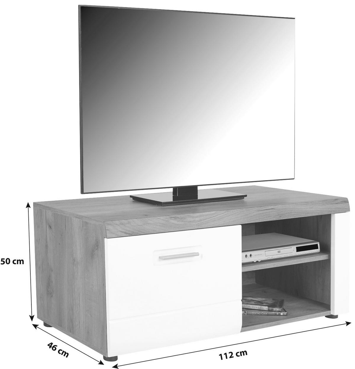 Tv-elem Avensis New Typ143 - tölgyfa színű/fehér, Konventionell, faalapú anyag (111,9/46,1/49,6cm) - Luca Bessoni