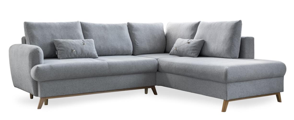 Ecksofa Scandic Lagom Hellgrau S: 242x202 cm - Hellgrau/Naturfarben, Textil (242/202cm) - MID.YOU