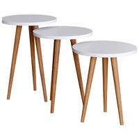 Beistelltischset Barilo Weiß, Honigeiche Dekor 3--teilig - Honigeiche/Weiß, Design, Holzwerkstoff (34/34/42-47-52cm) - MID.YOU