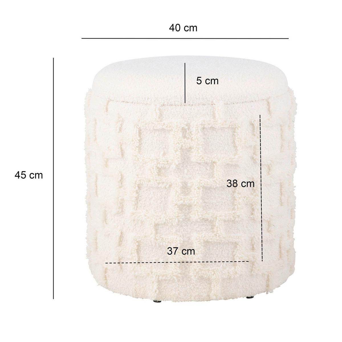 Hocker Creme B: 40cm - Creme, Basics, Textil (40/45/40cm) - Livetastic