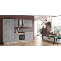 Küchenzeile Aura mit Geräte 285 cm Hellgrau/Beton Optik - Honigeiche/Hellgrau, LIFESTYLE, Holzwerkstoff/Kunststoff (285cm) - MID.YOU