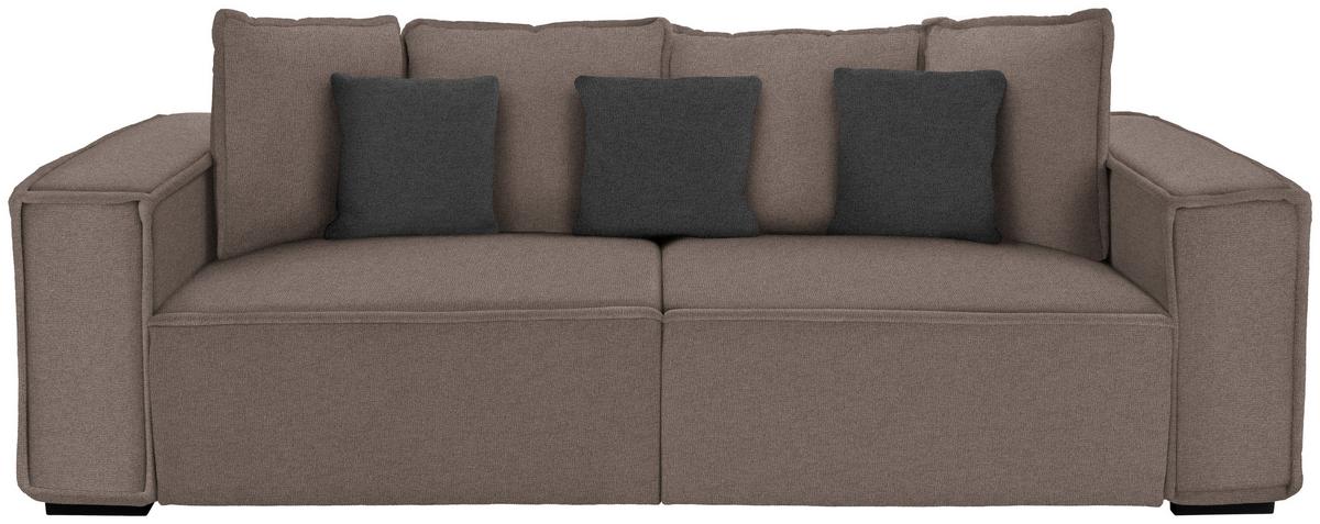 Bigsofa mit Kissen Surf, Mikrofaser - Taupe/Dunkelgrau, MODERN, Holz/Textil (244/62/117cm) - Luca Bessoni