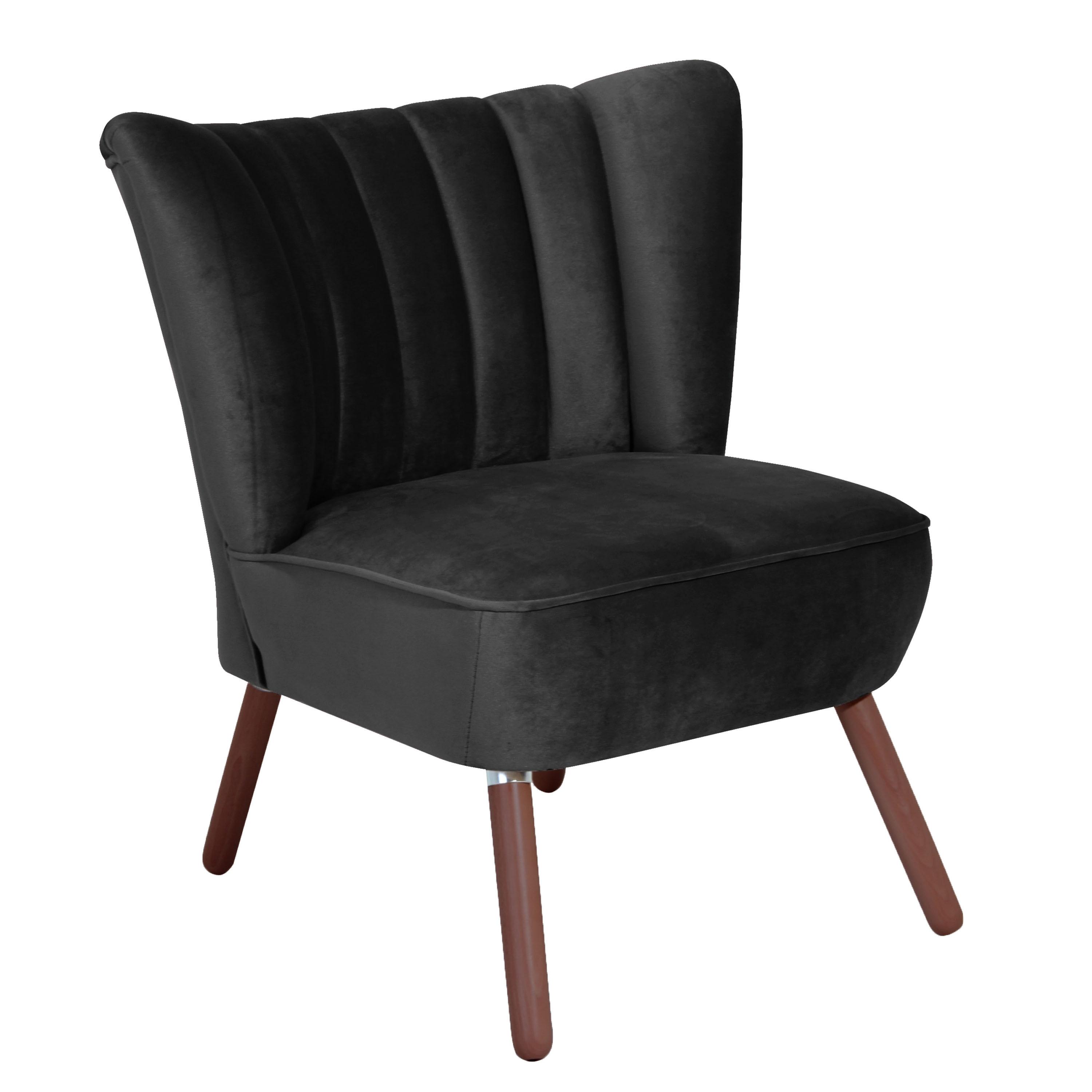 Polsterstuhl Alessandro Schwarz, Holz-Beine - Nussbaumfarben/Schwarz, Design, Textil (70/80/66cm) - Max Winzer