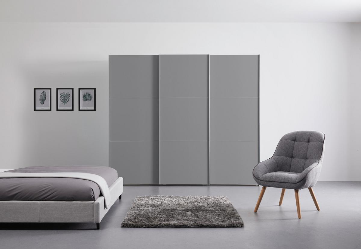 Schwebetürenschrank 249cm Includo, Grau - Grau, MODERN (249/222/68cm) - MID.YOU