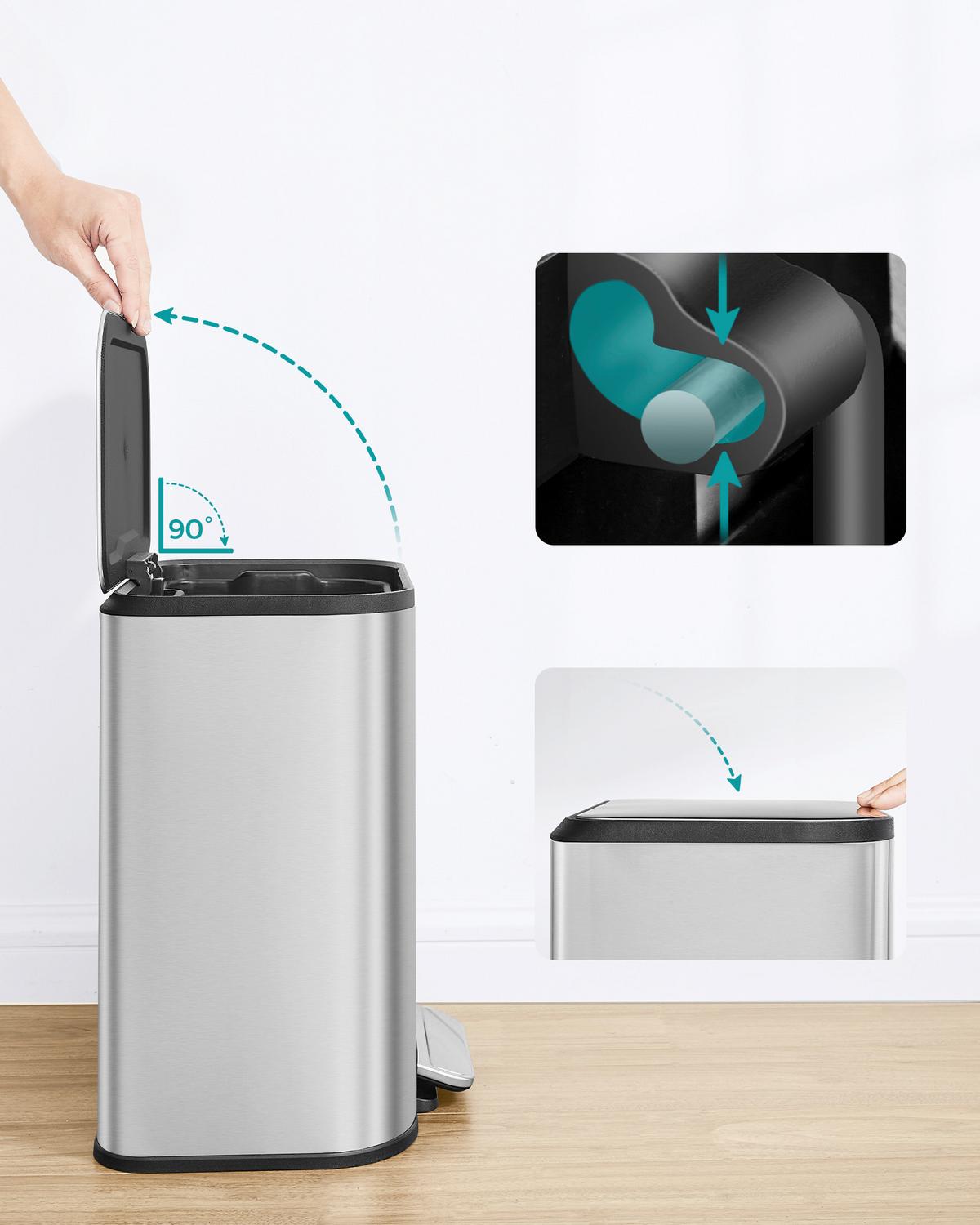 Abfallsammler Silberfarben B: 36,6cm - Silberfarben/Schwarz, Basics, Kunststoff/Metall (36,6/42,5/30cm)