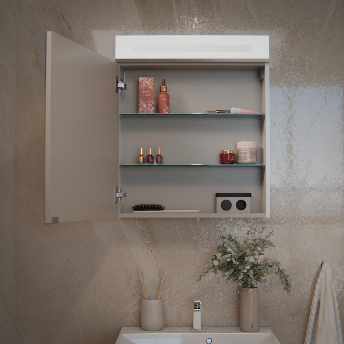 Badezimmer Clever Weiß/Weiß Hg B: 60cm - Weiß Hochglanz/Weiß, MODERN, Glas/Holzwerkstoff (60/118,9/45,7cm) - MID.YOU