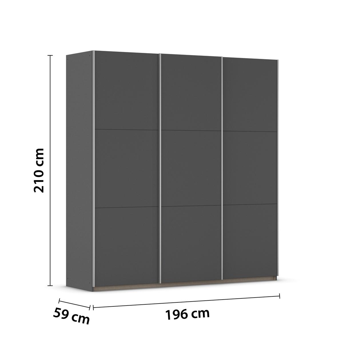 SCHWEBETÜRENSCHRANK Berny, Grau B: 196cm - Grau, Trend, Holzwerkstoff (196/210/59cm) - Rauch Möbel