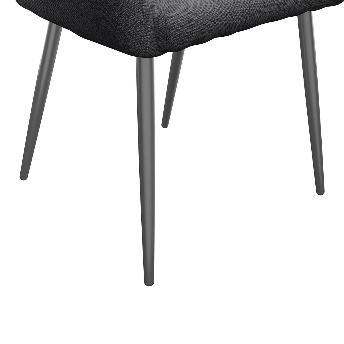 Armlehnstuhl Joe II Leinenoptik Grau - Schwarz/Grau, KONVENTIONELL, Textil/Metall (58/86/61cm)