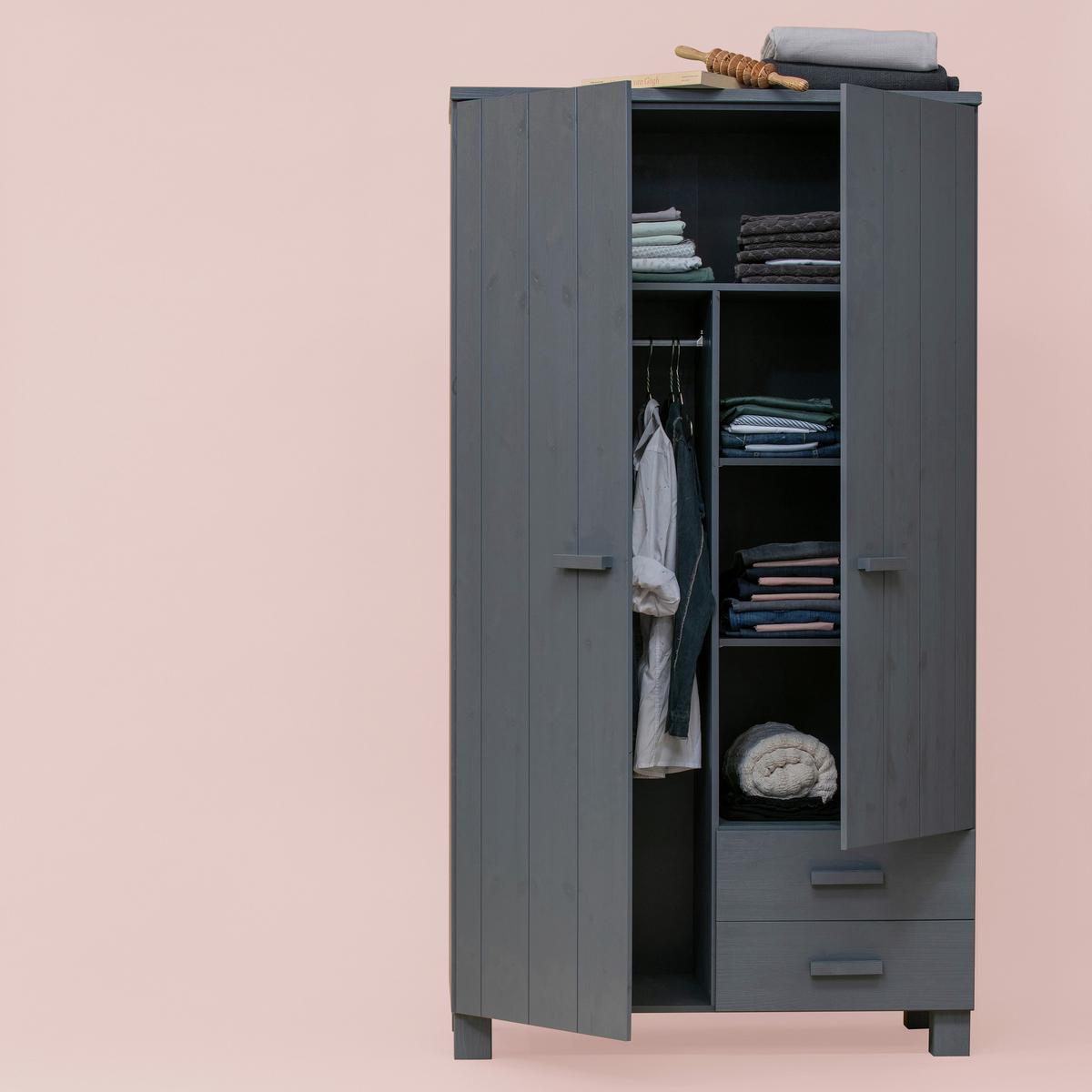 Garderobenschrank Dennis Dunkelgrau B: 111 Cm - Dunkelgrau, Design, Holz/Holzwerkstoff (111/202/55cm) - Livetastic