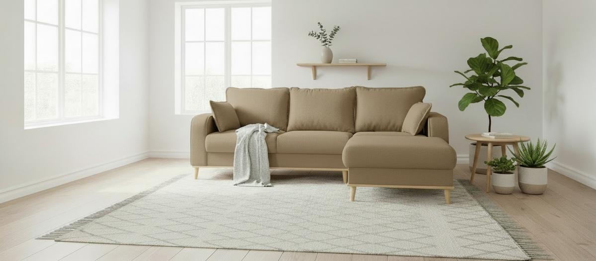 Ecksofa Beata Hellbraun S: 230x150 Cm - Wengefarben/Hellbraun, Design, Textil (230/150cm) - Livetastic