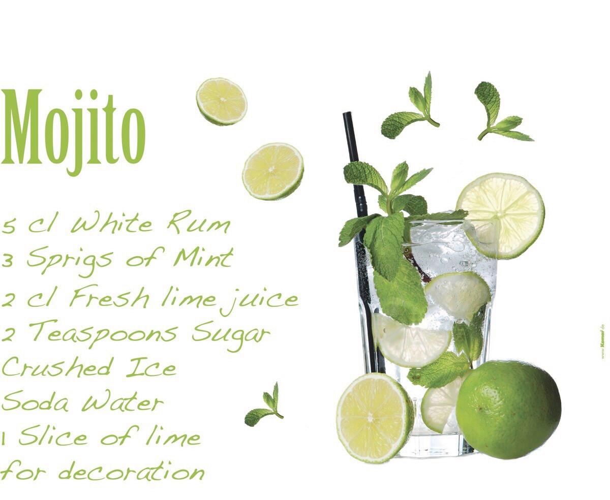 DEKOSTICKER Mojito - Klar/Grün, LIFESTYLE, Kunststoff (100/70cm) - Komar