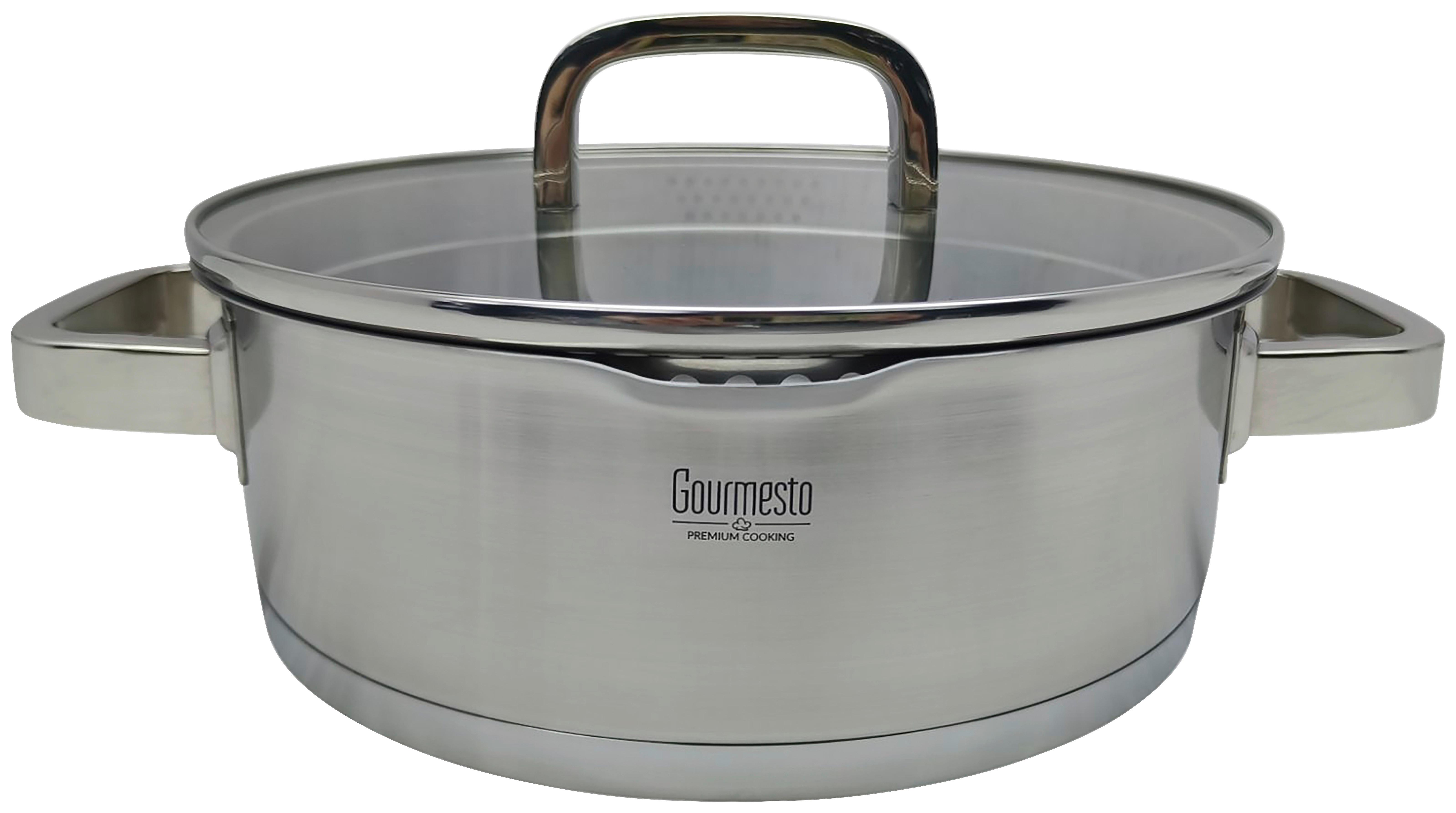 Servírovací pánev 3,6L - čiré/barvy nerez oceli, Konvenční, kov/sklo (24/8cm) - Gourmesto