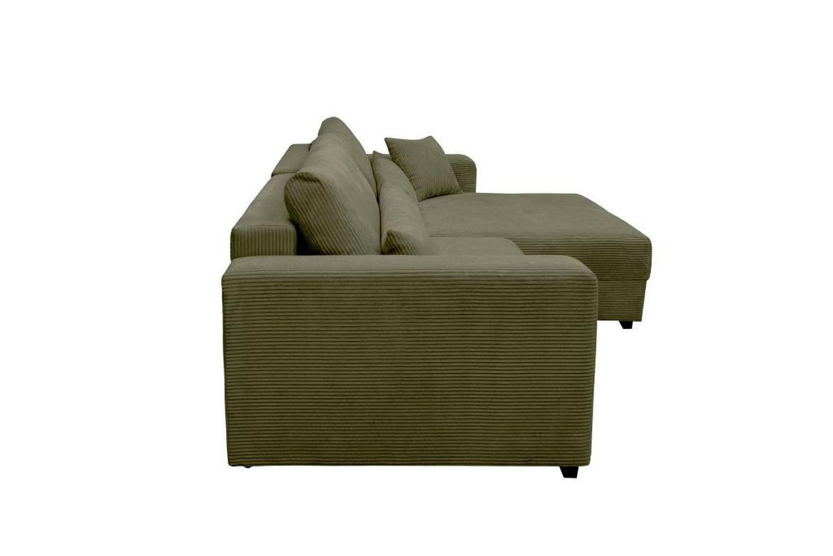 Rohová sedačka XELA, sezení boxspring, khaki manš. - černá/khaki, Moderní, textil (265/170cm)